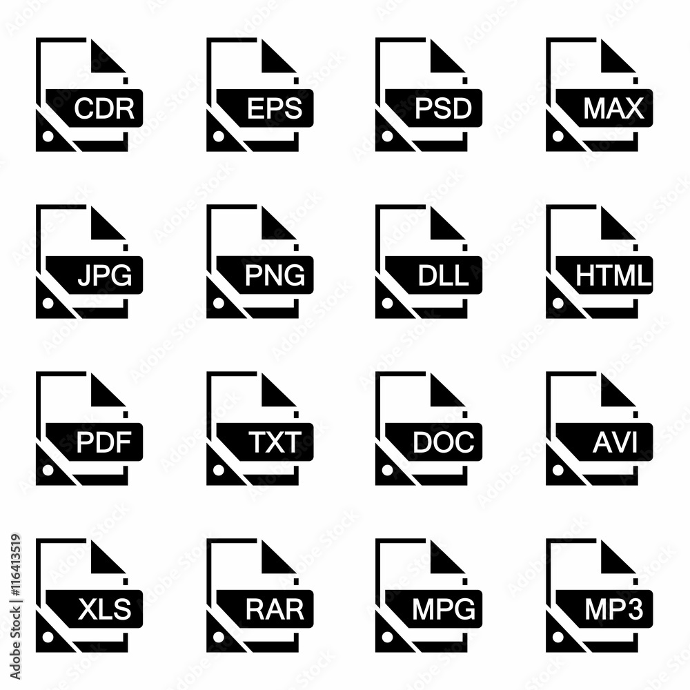 Vector File format icon set Vector File format icon set