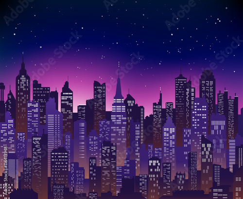 Sunset cityscape vector background