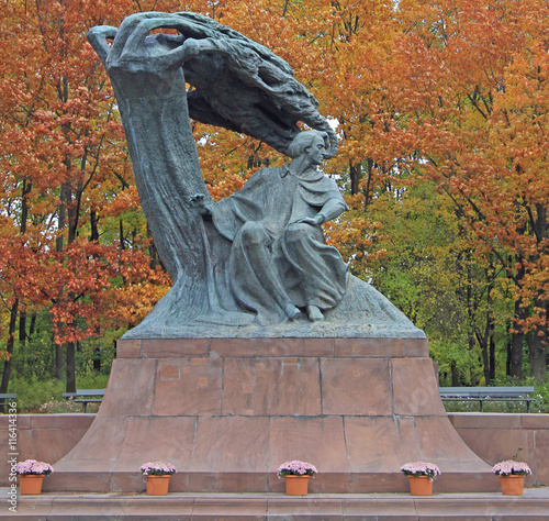 Frederic Chopin monument in Lazienki Park. Warsaw. Poland photo