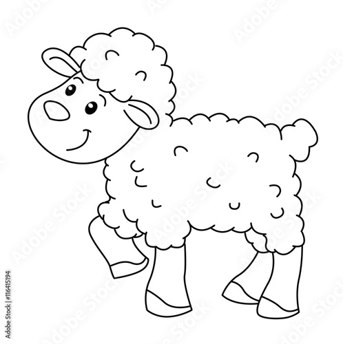 Coloring book with animals farm, sheep vector
