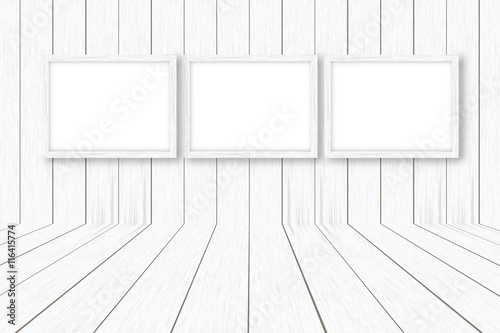 white wooden background with white frames  interior decoration 3