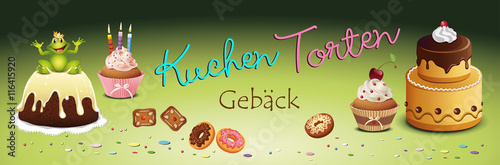 Kuchen Torten u Gebäck Banner
Vektor Illustration
