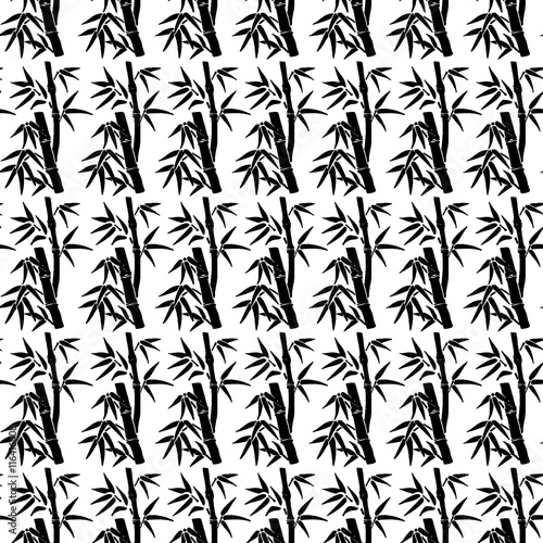 china calligraphy bamboo seamless pattern on black and white col