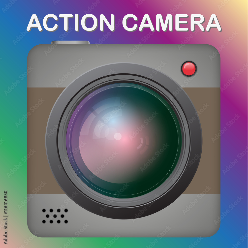 New model of an action video camera. Realistic vector image isolated on white background New model of an action video camera. Realistic vector image isolated on white background