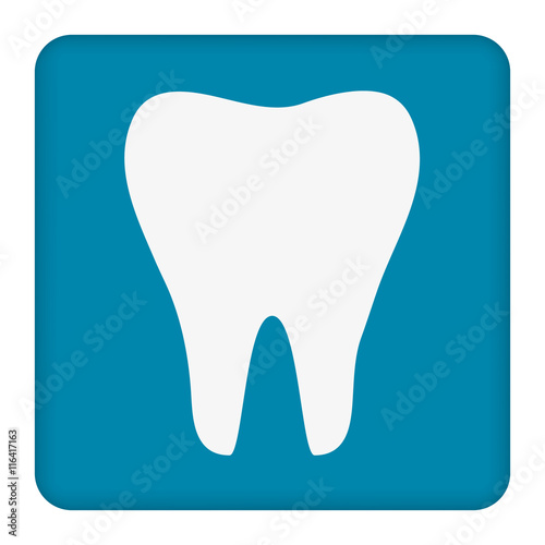Tooth icon. Healthy tooth. Oral dental hygiene. Children teeth care. Tooth health. Blue background. Flat design. Vector illustration