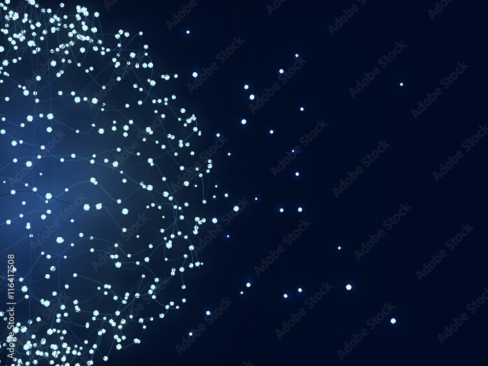 Abstract sphere with connected glowing dots and lines. Global ...
