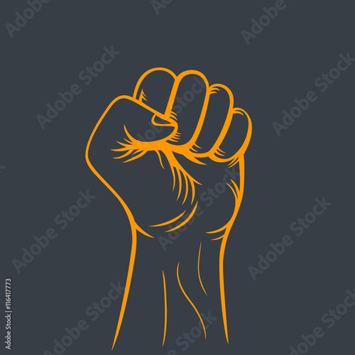 fist held high, outline, revolt, protest symbol