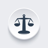 Scales icon on round shape, justice, risk, law