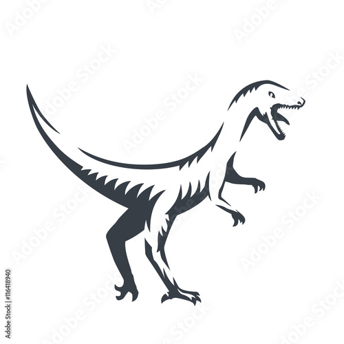 Velociraptor  raptorial dinosaur outline  vector illustration