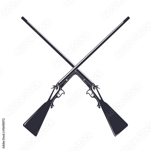 Vintage hunting rifles on white