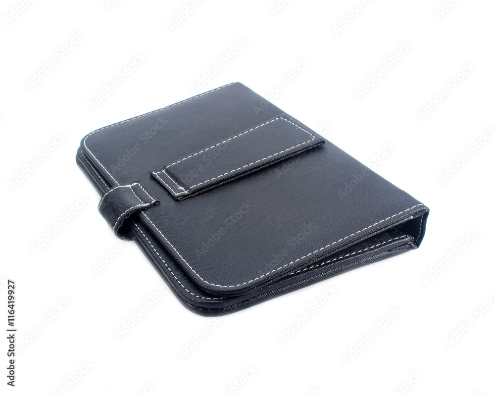 Black leather note book isolated on white background Black leather note book isolated on white background