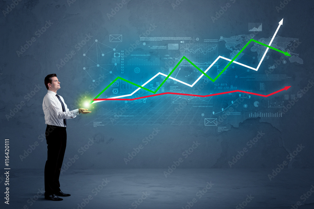 Business man holding stock-market Business man holding stock-market