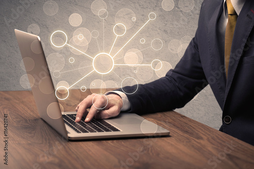 Wallpaper Mural Science worker typing on laptop computer Torontodigital.ca