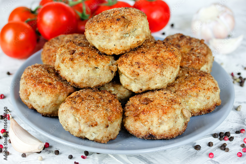 Homemade fried cutlets with spices