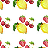 Watercolor seamless pattern with fruits