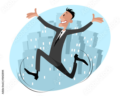 Funny businessman runs