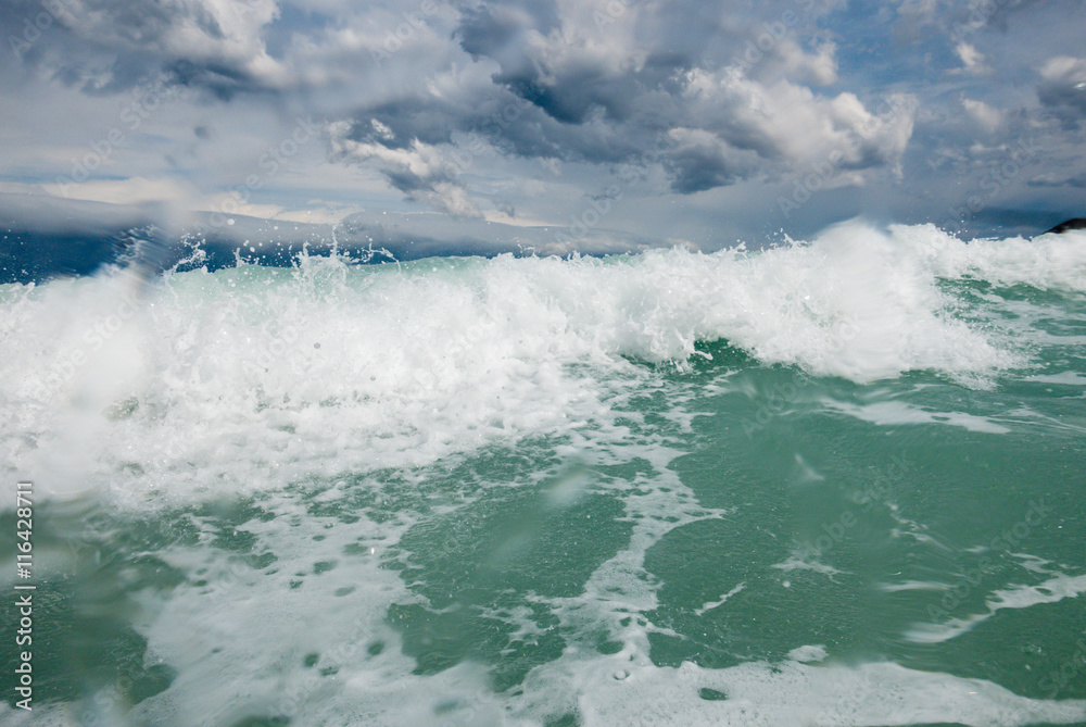 Fototapeta premium stormy adriatic sea in Baska, Croatia