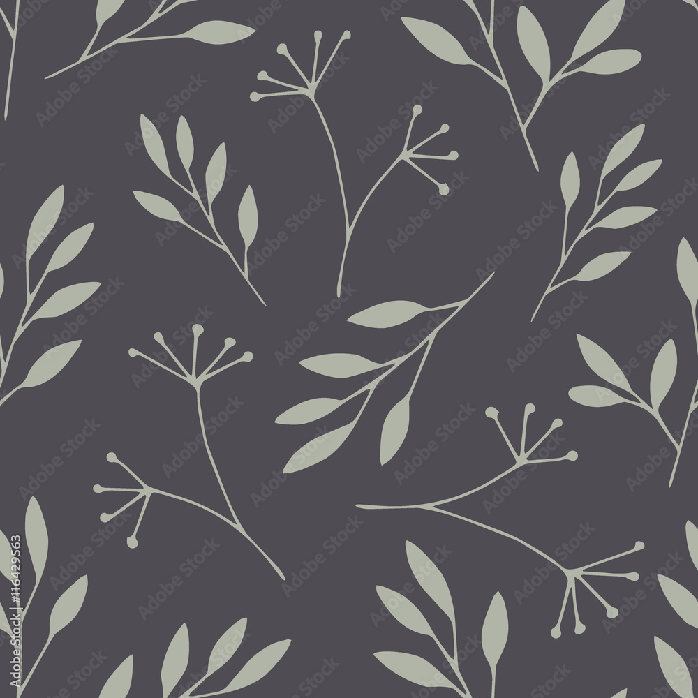 Seamless vector pattern with blossom branches and leaves.