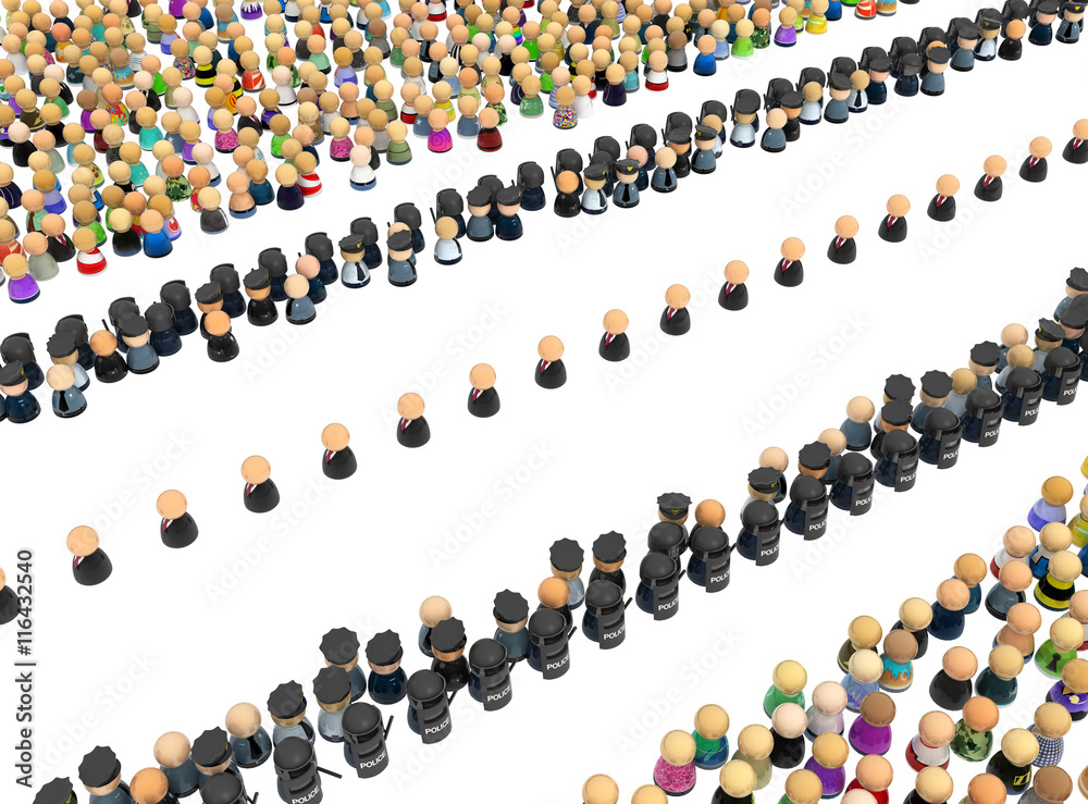 Obraz premium Cartoon Crowd, Procession Security