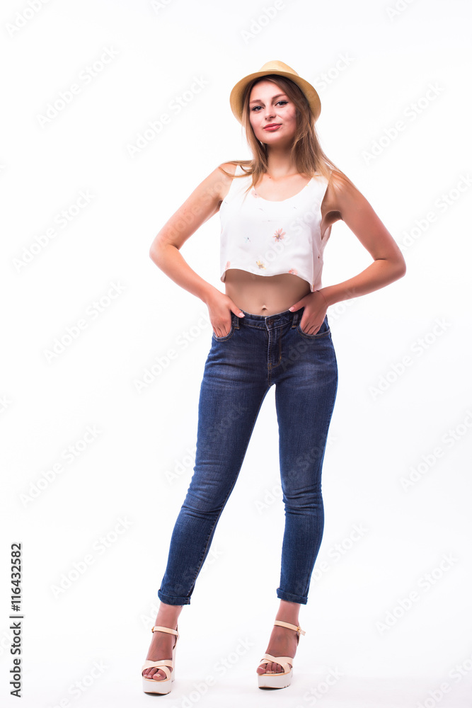 Full height beautiful girl on white background Full height beautiful girl on white background