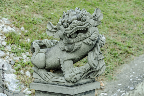 Photography lion in the entry of a Chinese temple in kuala lumpur, Malaysia