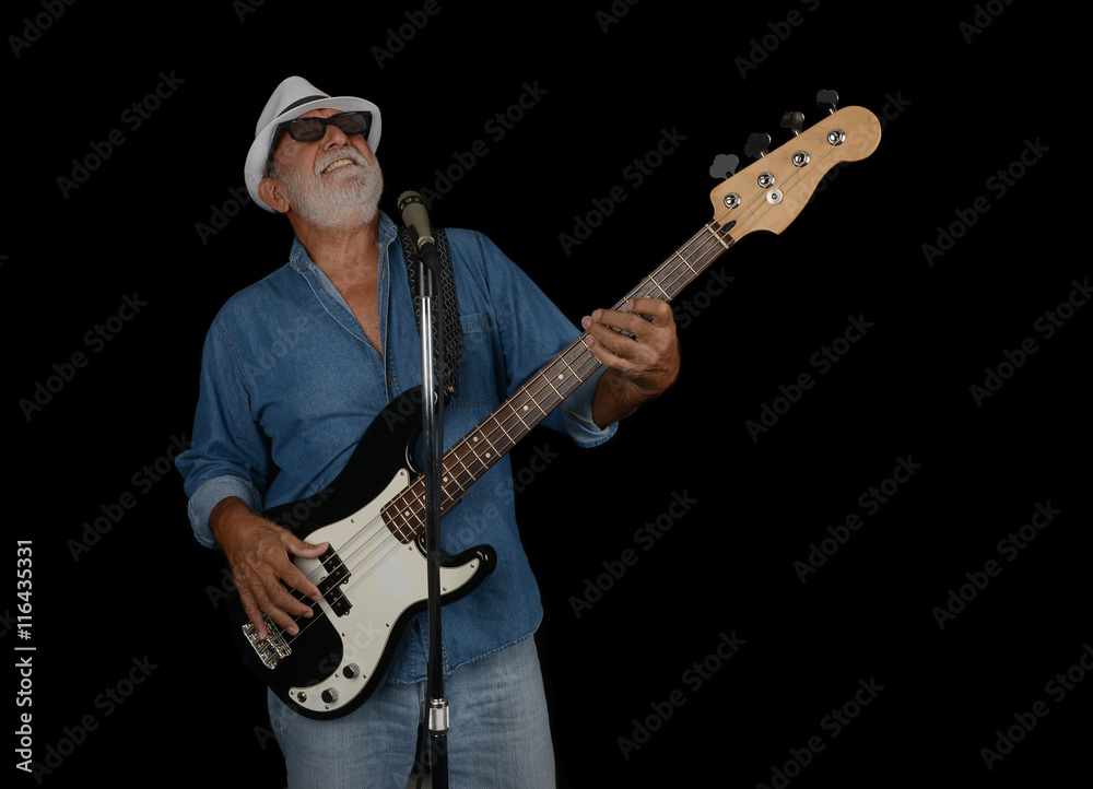 Obraz premium Bass Player On Black