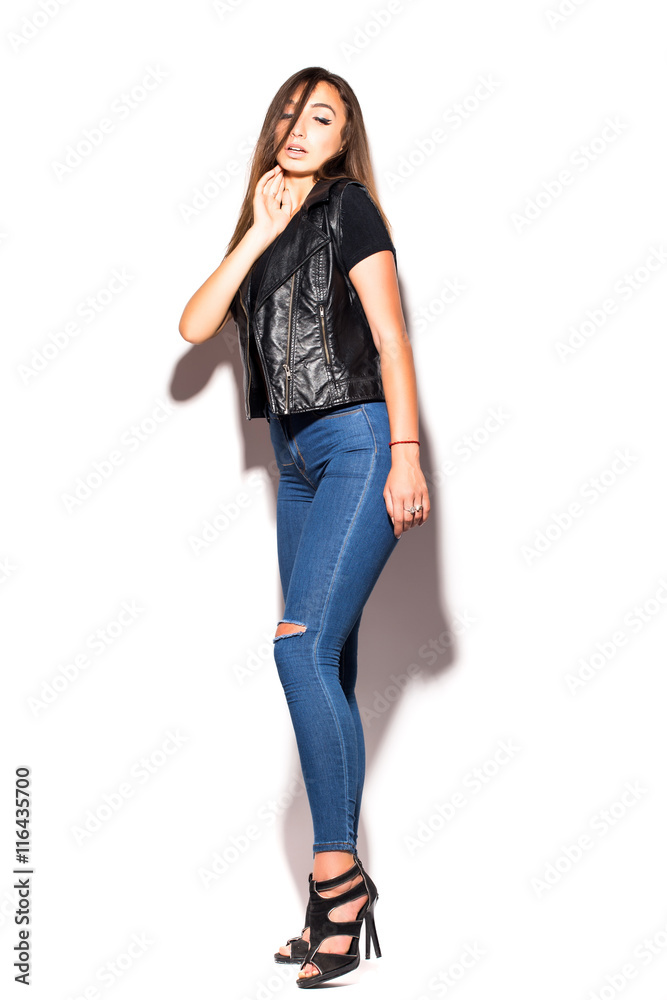 Young girl posing on white background Young girl posing on white background