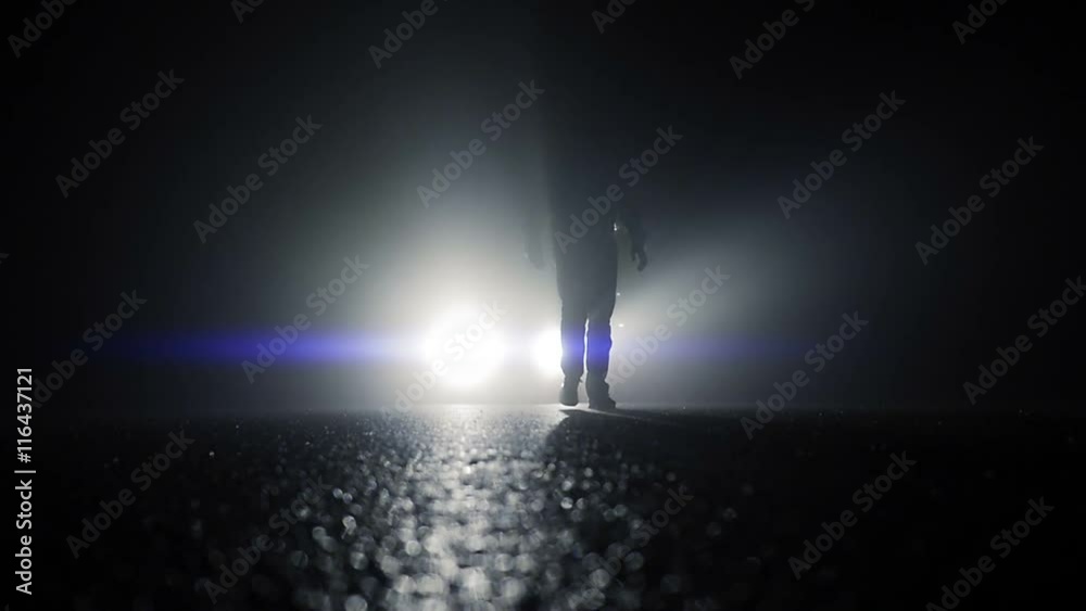 security guard reviewing private property at night. checking controlling
