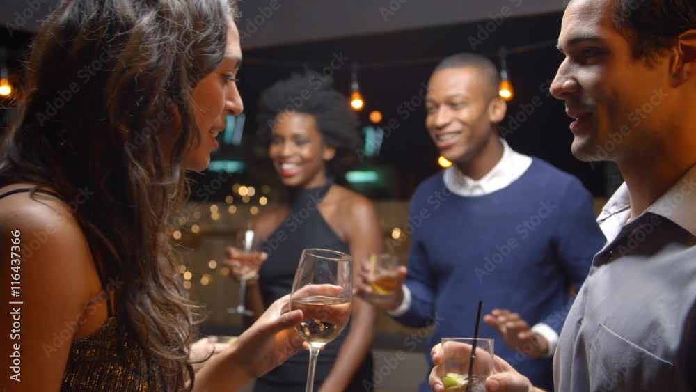 Couples Dancing And Drinking At Evening Party, Slow Motion Couples Dancing And Drinking At Evening Party, Slow Motion