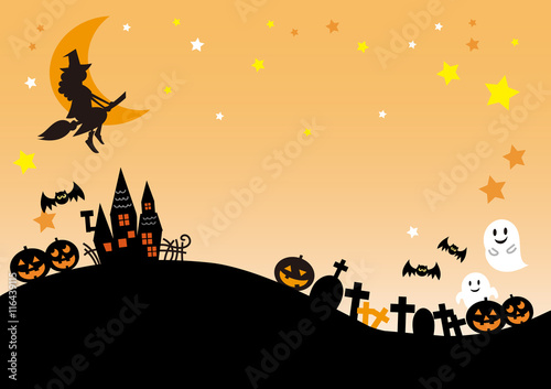 ハロウィン素材 風景シルエット 魔女 Stock イラスト Adobe Stock