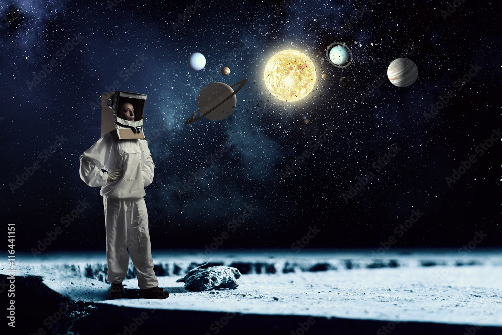 Obraz premium Dreaming to explore space . Mixed media