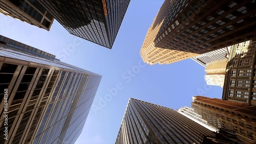 vertical view of modern skyscraper buildings. high rise real estate background