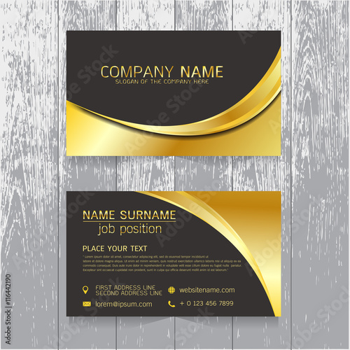 vector Creative leaf business card gold and black design of text