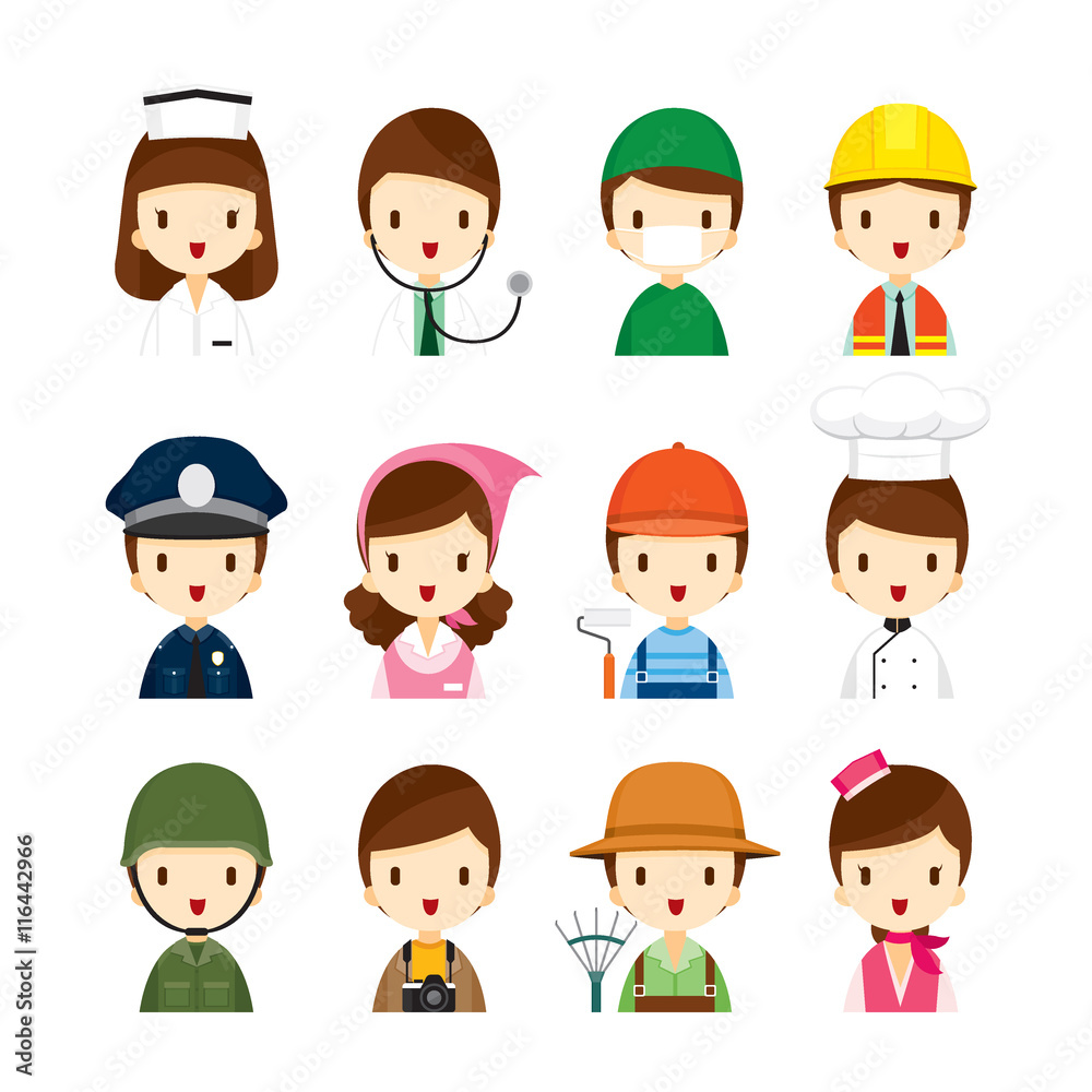 People Occupations Icons Set, Profession, Avatar, Worker, Job, Duty People Occupations Icons Set, Profession, Avatar, Worker, Job, Duty