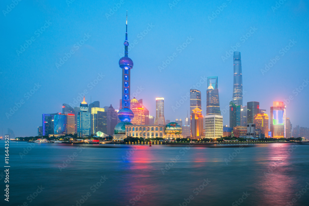 Shanghai skyline at Lujiazui Pudong central business district