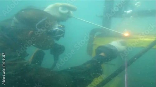 The man welding underwater 