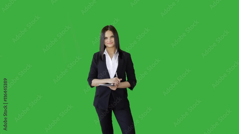 young attractive brunette women standing isolated on green-screen background young attractive brunette women standing isolated on green-screen background