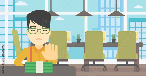 Man refusing bribe vector illustration.