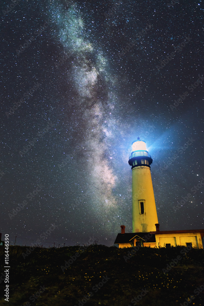 Milky way over Pogeon Point Lighthouse