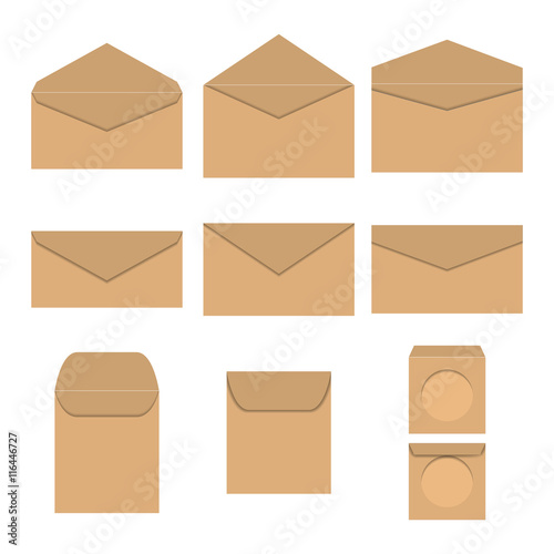 Set of paper envelopes, vector illustration.