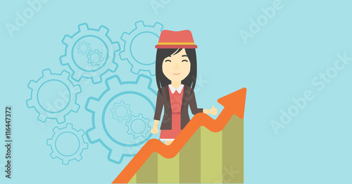 Business woman with growing chart.