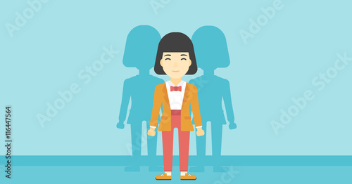 Woman searching for job vector illustration.