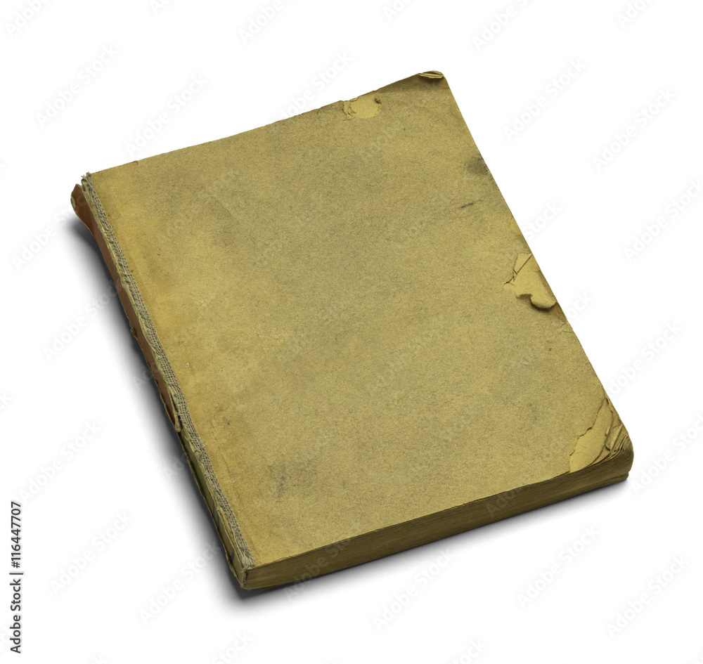 Old Antique Book Torn and Worn With Copy Space Isolated on White Background. Old Antique Book Torn and Worn With Copy Space Isolated on White Background.