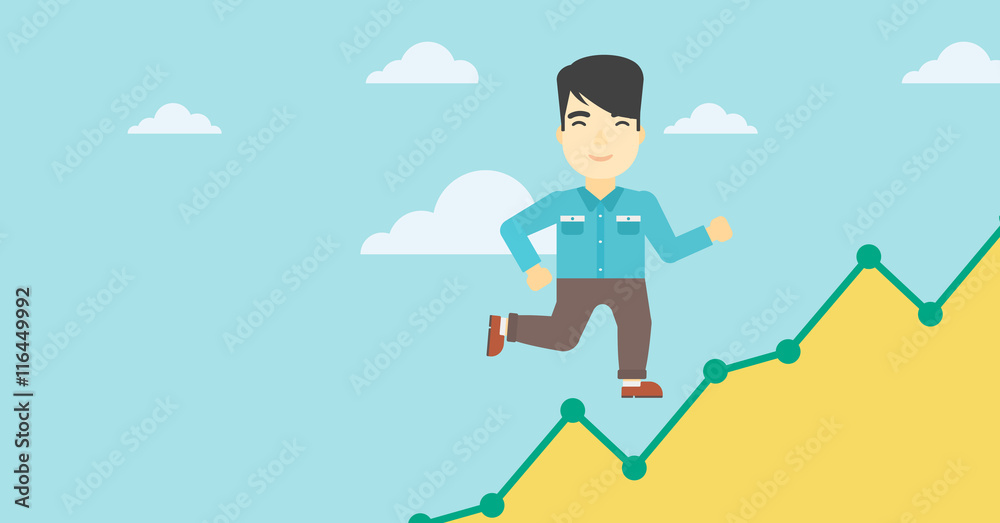 Businessman running upstairs.