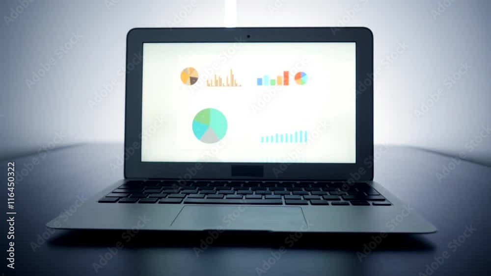 analyzing charts and diagrams on laptop computer screen. financial business desk analyzing charts and diagrams on laptop computer screen. financial business desk