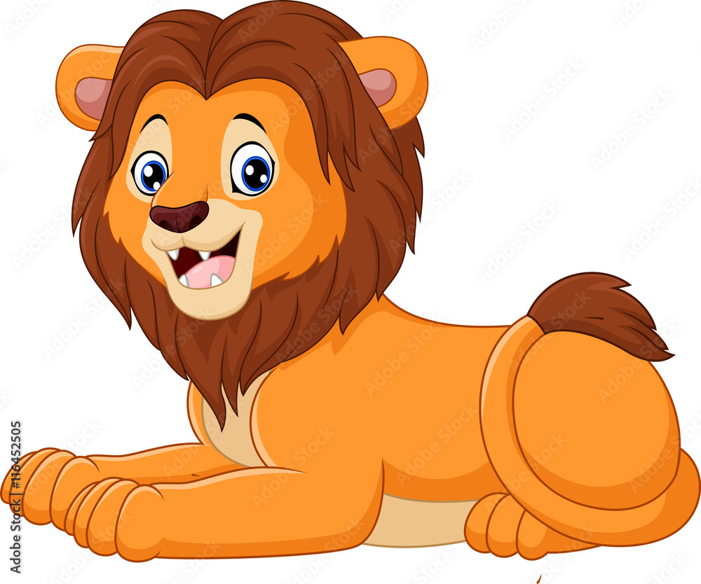 Naklejka premium Cartoon lion sitting isolated on white background