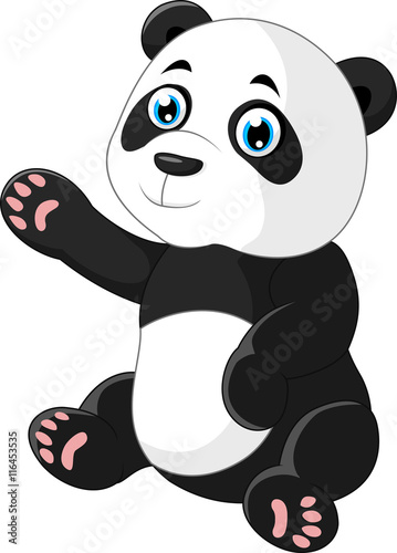 Fototapeta Naklejka Na Ścianę i Meble -  Cartoon panda waving hand

