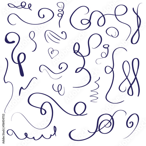 Flourish swirl ornate decoration for pointed pen ink calligraphy style. Quill flourishes. graphic design, postcard, menu, wedding invitation