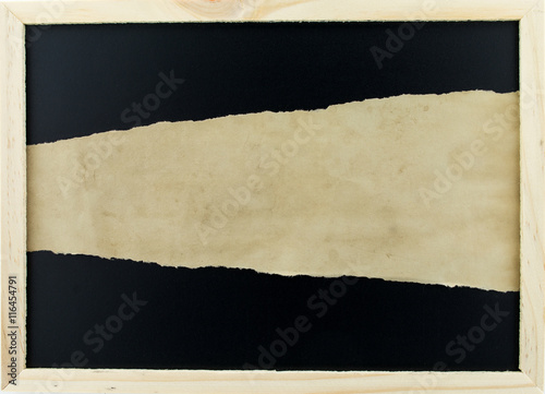 old paper on board black wood frame