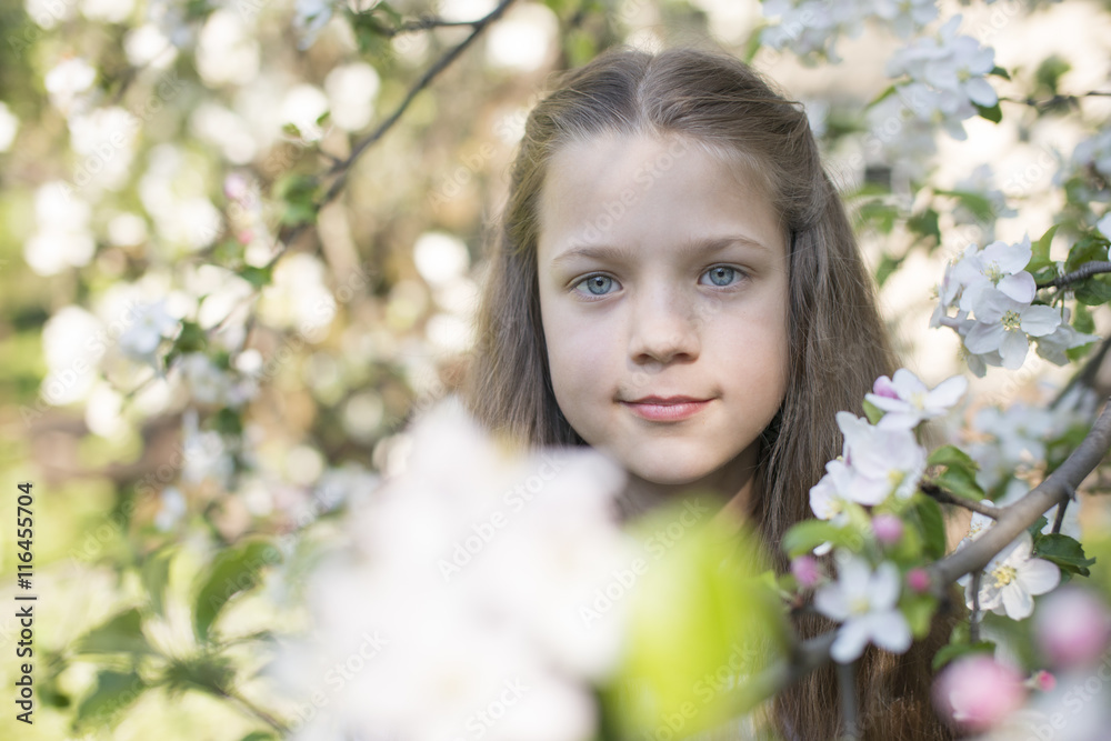 girl in blossom branches girl in blossom branches